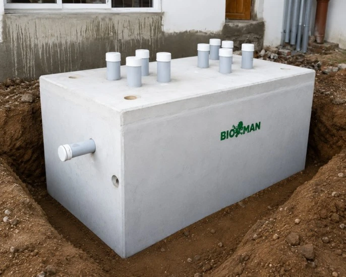 Bioman bio septic system installed underground for residential wastewater treatment